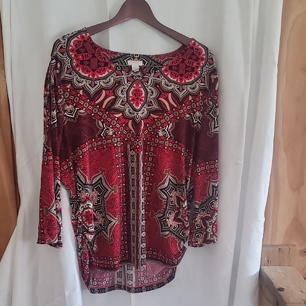 Women's Red Patterned Top